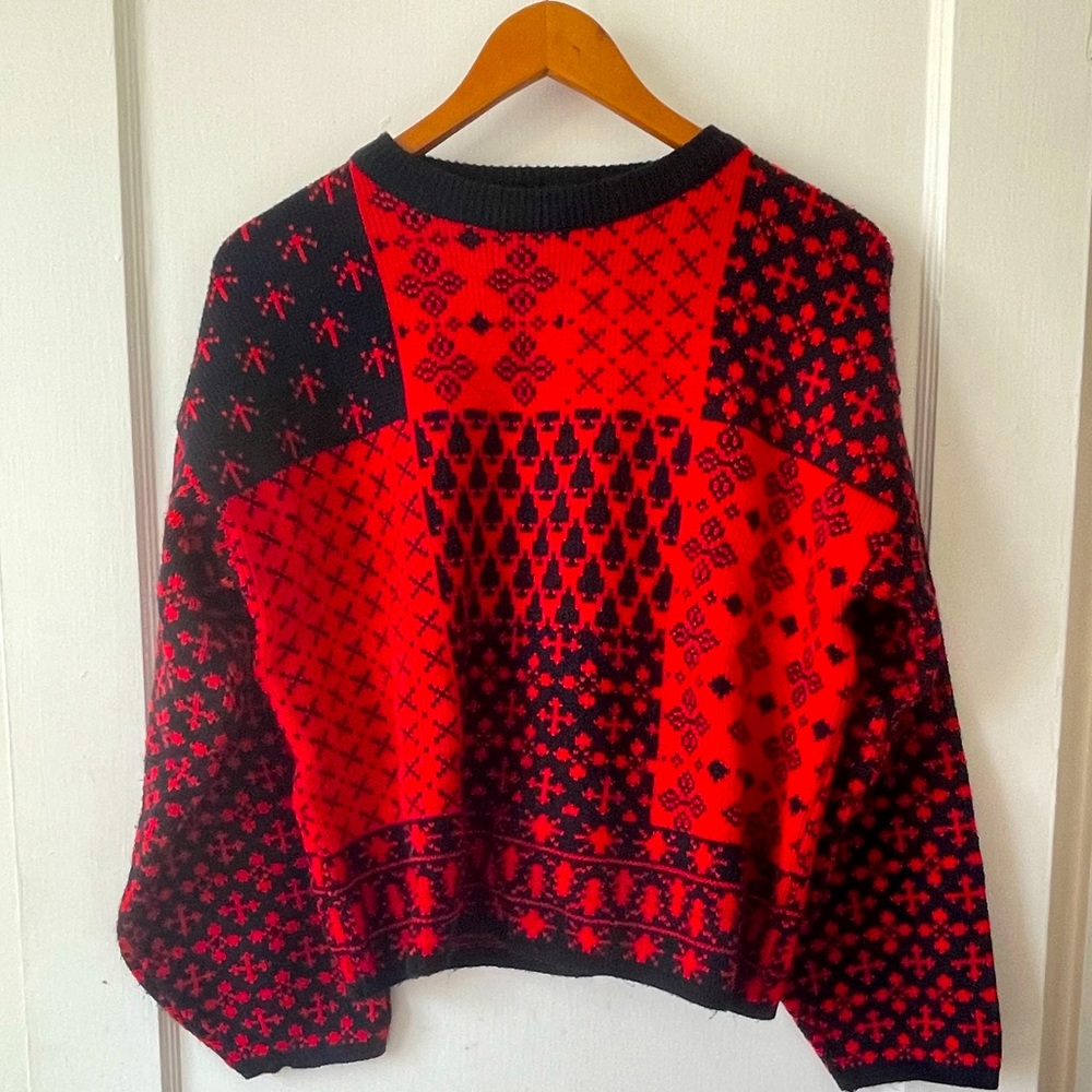 Vtg 80s/90s Vicki’s Miss Erika Women’s Sweater Red & Black